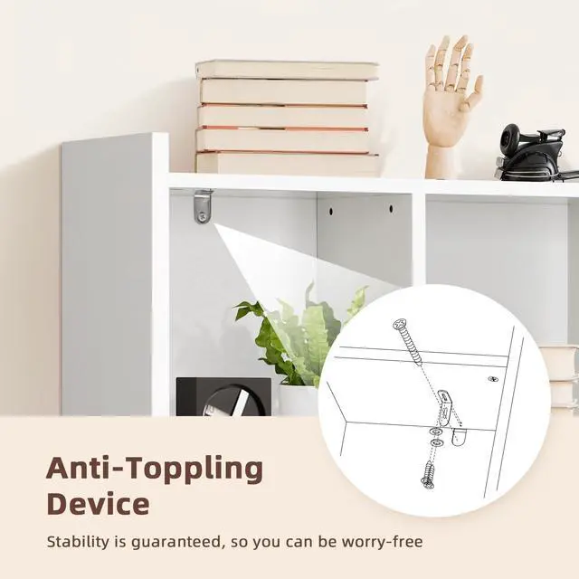 Alt view image 6 of 7 - White Desk Hutch, Dorm Organizers and Storage, Desktop Bookshelf with 5 Shelves, 3-Tier Wooden Desktop Organizer, Computer Desk with Hutch for Office Dorm Home