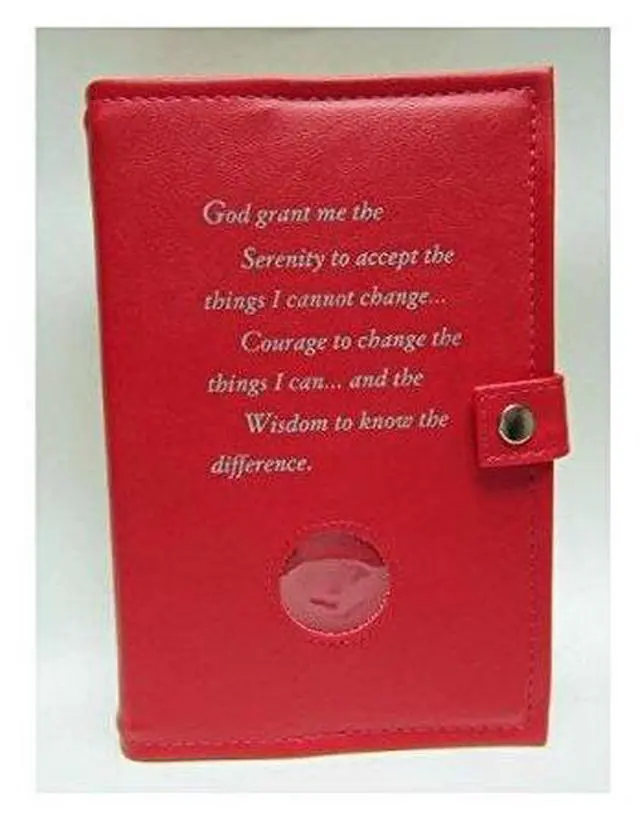 Main image of Deluxe Double Alcoholics Anonymous AA Big Book & 12 Steps & 12 Traditions Book Cover Medallion Holder Red
