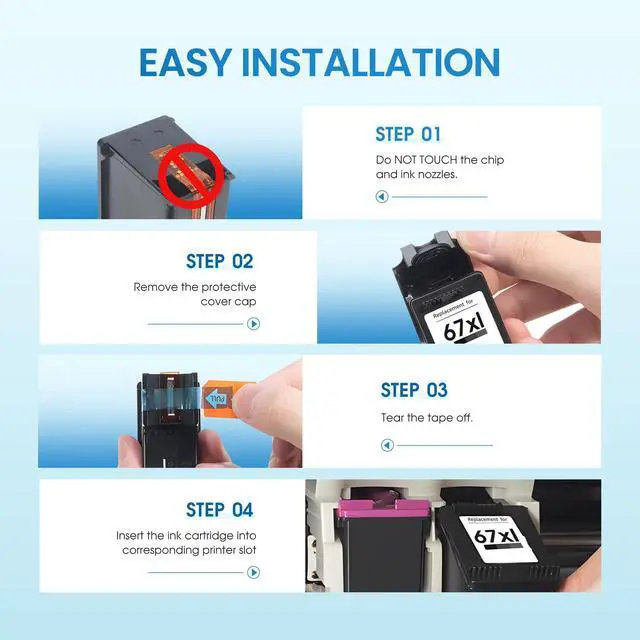 Alt view image 5 of 6 - 67XL Ink Cartridges Black/Color Combo Pack Compatible for HP Ink 67 67XL Printer Ink 67 for DeskJet 2700e 2700 2855e 2800 2827e 2755e 2755 4155e 4255e for Envy 6000 6055e 6455e (3 Pack)