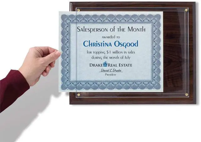 Alt view image 3 of 5 - Walnut Finish Wood Slide-in Certificate Wall Plaque, Recognition Award For School, Work, Appreciation Awards