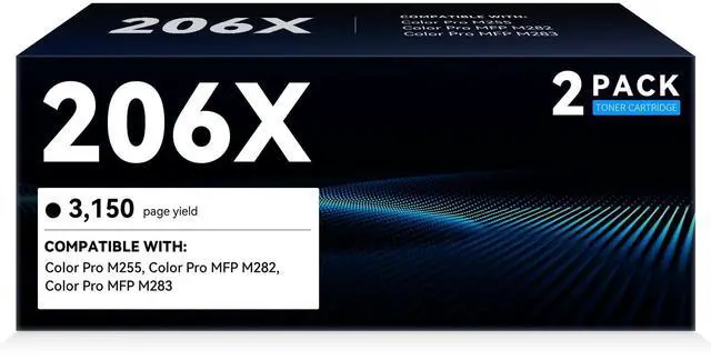 Main image of 206X Black high-Yield Toner Cartridge Compatible Replacement for HP 206X 206A Black Toner Works with Color LaserJet Pro MFP M283fdw M283cdw M283fdn M282nw M255dw M255nw M283 M255 Printer Ink W2110X