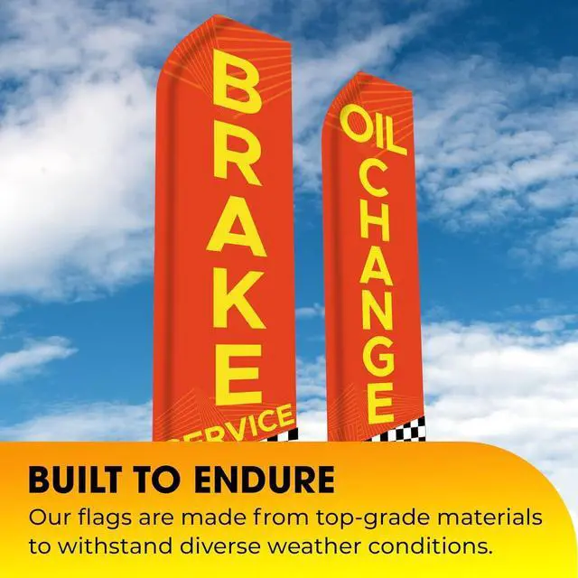 Alt view image 4 of 5 - Automotive Service Oil Change Brake Service King Flags Pack of 3 | 3 ft x 11.5 ft Outdoor Advertising Feather Flags for Auto Shops | Weatherproof Polyester Business Banners (Hardware Not Included)