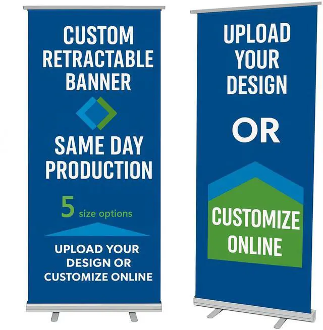 Main image of Custom Retractable Banner (33" × 81") Portable Roll Up Stand, Easy Setup, Personalized Full Color Pop Up Banner with Carrying Case for Events & Promotions