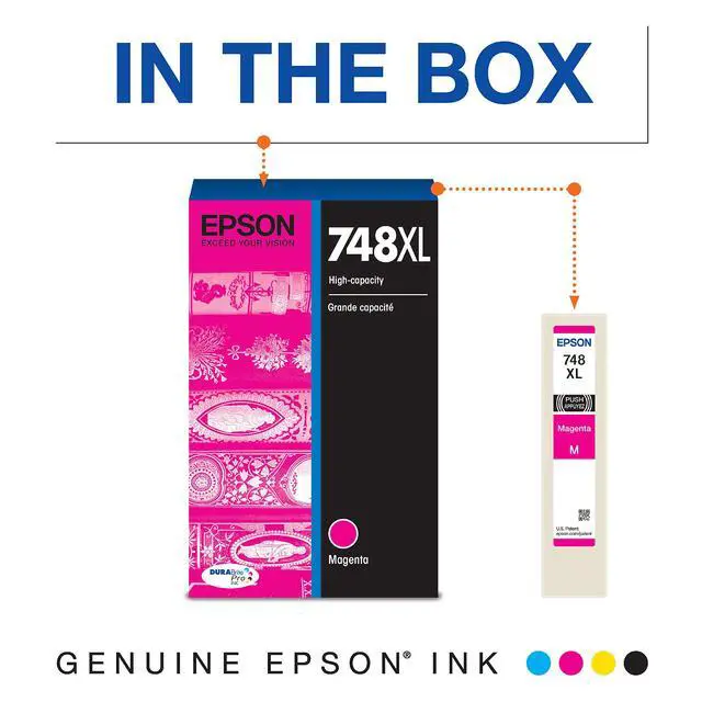 Alt view image 2 of 5 - 748 DURABrite Pro Ink High Capacity Magenta Cartridge (T748XL320) Works with WorkForce WF-6530, 6590, 8590, 6090, 8090