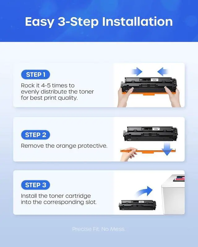 Alt view image 4 of 7 - 414A Toner Cartridges 4 Pack MFP M479fdw with Chip Replacement for HP | 414A W2020A 414X High Yield Compatible with Color LaserJet Pro MFP M479fdn M479dw M479dn M454dn M454 Printer (BK/C/M/Y)