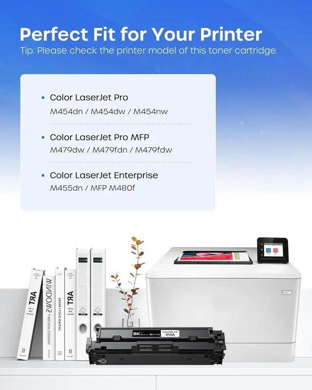 Alt view image 2 of 7 - 414A Toner Cartridges 4 Pack MFP M479fdw with Chip Replacement for HP | 414A W2020A 414X High Yield Compatible with Color LaserJet Pro MFP M479fdn M479dw M479dn M454dn M454 Printer (BK/C/M/Y)