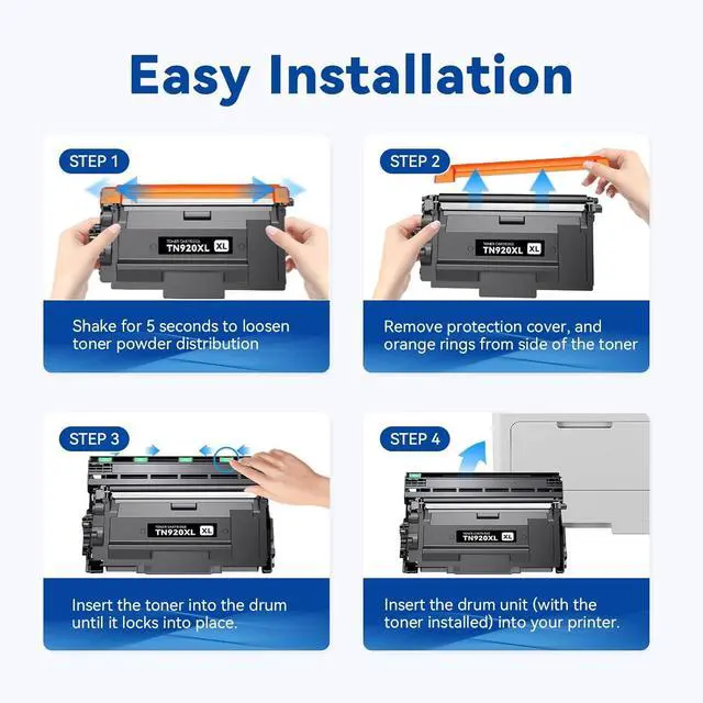 Alt view image 4 of 7 - TN920XL Toner Cartridge Replacement for Brother HL-L6210DW (2 Black) | Up to 6,000 Pages Per TN920XL High Yield Black Toner, Compatible with Brother HL-5915DW HL-L5210DN HL-L6415DWT MFC-L5710DN