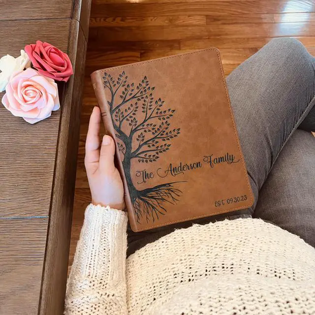 Alt view image 2 of 7 - Personalized Family Bible, Custom Engraved KJV Wide-Margin Family Bible for Wedding, Christian Gifts for Wedding