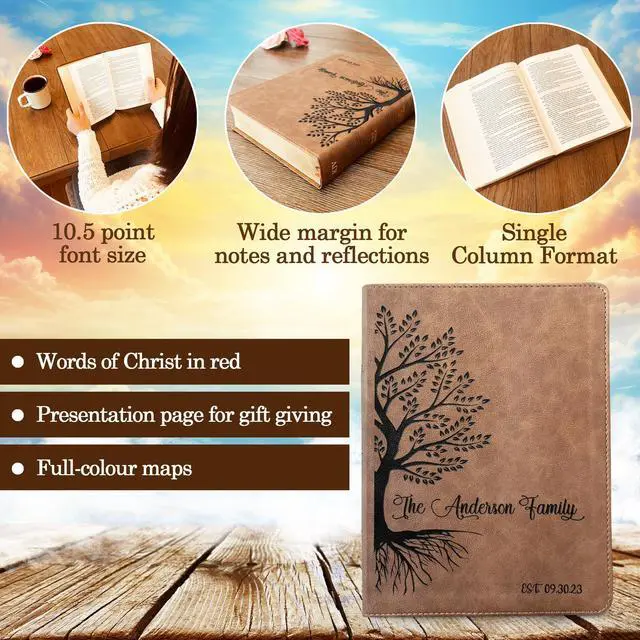 Alt view image 7 of 7 - Personalized Family Bible, Custom Engraved KJV Wide-Margin Family Bible for Wedding, Christian Gifts for Wedding