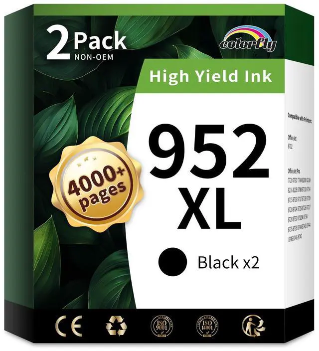 Main image of 952XL Ink Cartridges Combo Pack Replacement for HP952XL (2-Black) | Work with Officejet Pro 8710 7740 8720 8702 8210 7720 8715 8730 8740 8216