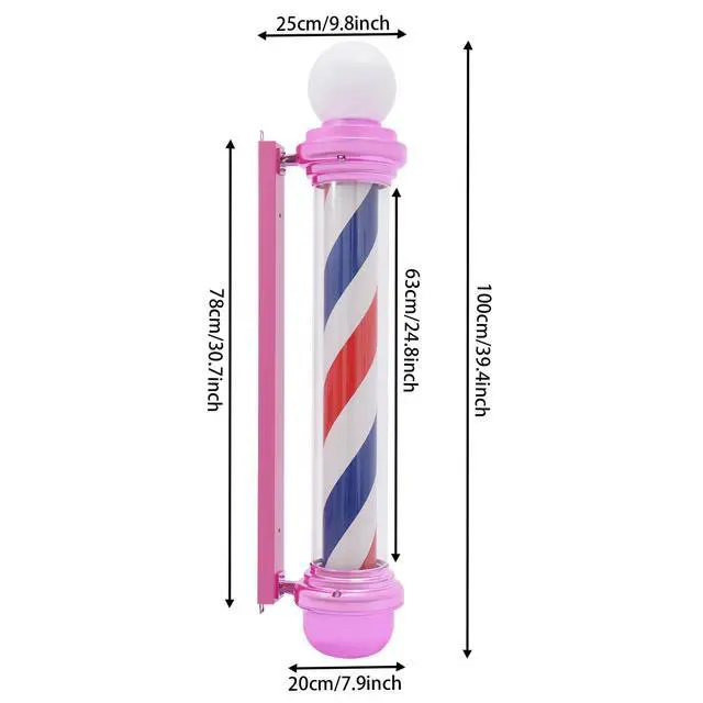 Alt view image 2 of 7 - 40Inch Barber Pole Light, Barber Shop Pole Led Rotating Light Waterproof, Hair Salon Barber Shop Open Sign Lights Outdoor, Wall Mount Rotating Red White Blue LED Strips