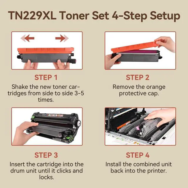 Alt view image 7 of 7 - TN229XL Toner 4 Pack Comapatible for Brother MFC-L3780CDW | TN229 TN 229XL Toner Cartridges | HL-L3280CDW MFC-L3720CDW HL-L3220CDW Compatible | Smart Chip | High Yield