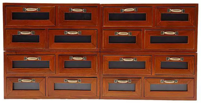 Main image of Bamboo Desk Organizer With Drawers Desktop Storage Cabinet Box Wooden Storage Box Tabletop Storage Organization Box With 16 See-Through Drawers Multilevel Table Top Apothecary Cabinet (16 drawer)