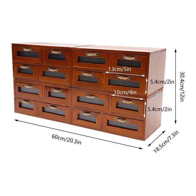 Alt view image 3 of 7 - Bamboo Desk Organizer With Drawers Desktop Storage Cabinet Box Wooden Storage Box Tabletop Storage Organization Box With 16 See-Through Drawers Multilevel Table Top Apothecary Cabinet (16 drawer)