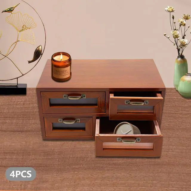 Alt view image 6 of 7 - Bamboo Desk Organizer With Drawers Desktop Storage Cabinet Box Wooden Storage Box Tabletop Storage Organization Box With 16 See-Through Drawers Multilevel Table Top Apothecary Cabinet (16 drawer)