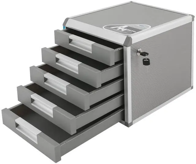 Main image of 5 Tier Aluminium Desktop Drawer Organizer, File Organizer with Locking Drawer, Lockable Drawer Organizer, Office School Administrative Office Supplies