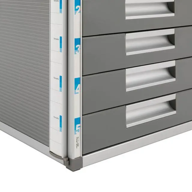 Alt view image 3 of 7 - 5 Tier Aluminium Desktop Drawer Organizer, File Organizer with Locking Drawer, Lockable Drawer Organizer, Office School Administrative Office Supplies