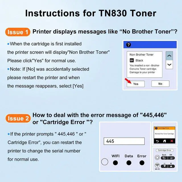 Alt view image 6 of 7 - Compatible TN830XL Toner Cartridge Replacement for Brother TN830XL TN830 830XL Toner Work with Brother DCP-L2640DW HL-L2460DW HL-L2480DW HL-L2400D HL-L2405W MFC-L2820DW Printer 4 Pack TN830 High Yield