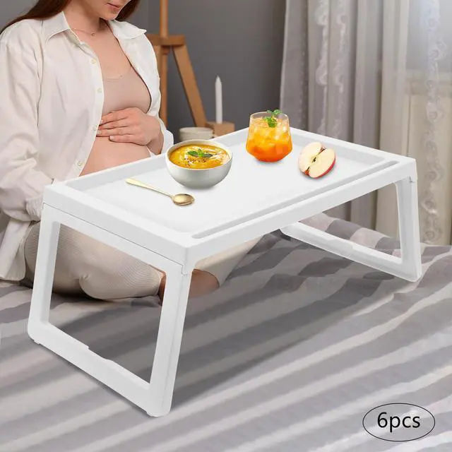 Alt view image 2 of 7 - Kids Lap Desk, Set of 6 Lap Desk for Laptop - Foldable Laptop Desk for Bed and Couch, Portable and Lightweight Tablet Stand for Bed Breakfast, Working, Reading, and Writing, White