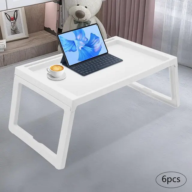 Alt view image 7 of 7 - Kids Lap Desk, Set of 6 Lap Desk for Laptop - Foldable Laptop Desk for Bed and Couch, Portable and Lightweight Tablet Stand for Bed Breakfast, Working, Reading, and Writing, White