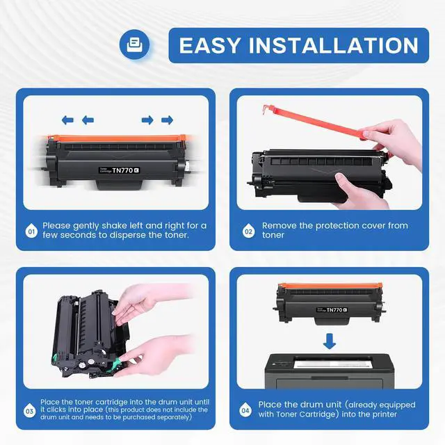 Alt view image 5 of 6 - TN770 TN-770 TN 770 Toner Cartridge Compatible TN770 Super High Yield Black Toner Replacement for Brother TN 770 TN-770 MFC-L2750DW HL-L2370DW HL-L2395DW Printer Toner (2-Pack)
