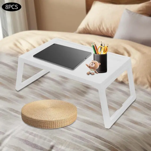 Alt view image 7 of 7 - Kids Lap Desk, Set of 8 Lap Desk for Laptop - Foldable Laptop Desk for Bed and Couch, Portable and Lightweight Tablet Stand for Bed Breakfast, Working, Reading, and Writing, White