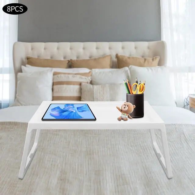 Alt view image 5 of 7 - Kids Lap Desk, Set of 8 Lap Desk for Laptop - Foldable Laptop Desk for Bed and Couch, Portable and Lightweight Tablet Stand for Bed Breakfast, Working, Reading, and Writing, White