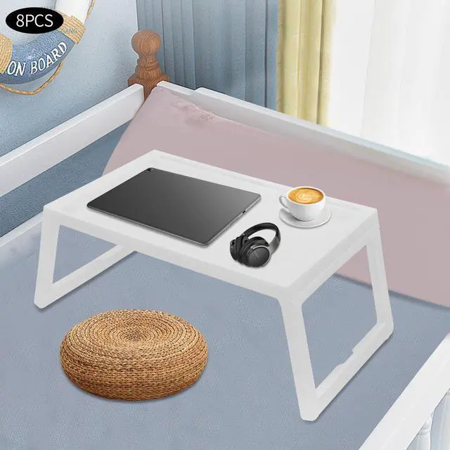 Alt view image 2 of 7 - Kids Lap Desk, Set of 8 Lap Desk for Laptop - Foldable Laptop Desk for Bed and Couch, Portable and Lightweight Tablet Stand for Bed Breakfast, Working, Reading, and Writing, White