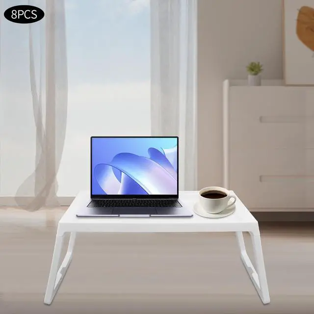 Alt view image 4 of 7 - Kids Lap Desk, Set of 8 Lap Desk for Laptop - Foldable Laptop Desk for Bed and Couch, Portable and Lightweight Tablet Stand for Bed Breakfast, Working, Reading, and Writing, White