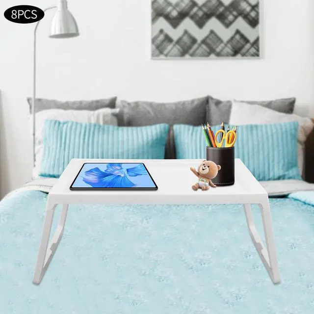 Alt view image 3 of 7 - Kids Lap Desk, Set of 8 Lap Desk for Laptop - Foldable Laptop Desk for Bed and Couch, Portable and Lightweight Tablet Stand for Bed Breakfast, Working, Reading, and Writing, White