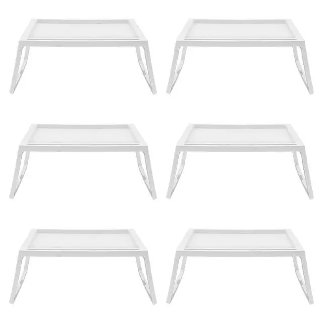 Alt view image 6 of 7 - 6PCS Bed Tray Tables, Foldable Laptop Desk Portable Breakfast Lap Desks Serving Food Trays with Foldable Legs for Eating, Sofa, Bed, Studying and Working (White)