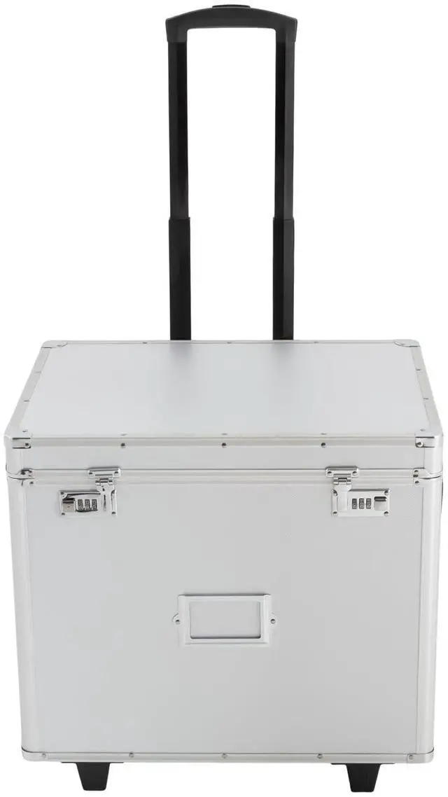 Main image of Locking Mobile Storage File Box with Wheels, Portable Business Rolling Case with Combination Lock, Sorted Storage Large Capacity Organizer Document Box File Cabinet for Office Home School (Silver)