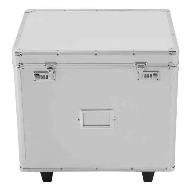 Alt view image 2 of 7 - Portable Locking File Storage, Aluminum Alloy Document Box with Wheels Rolling File Storage Organizer Box Large Capacity Multifunctional Filing Cabinet with Security Code Lock for Office Home