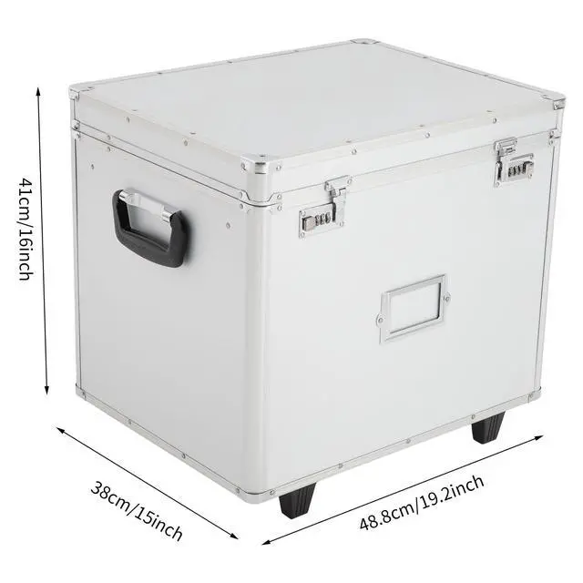 Alt view image 6 of 7 - Portable Locking File Storage, Aluminum Alloy Document Box with Wheels Rolling File Storage Organizer Box Large Capacity Multifunctional Filing Cabinet with Security Code Lock for Office Home