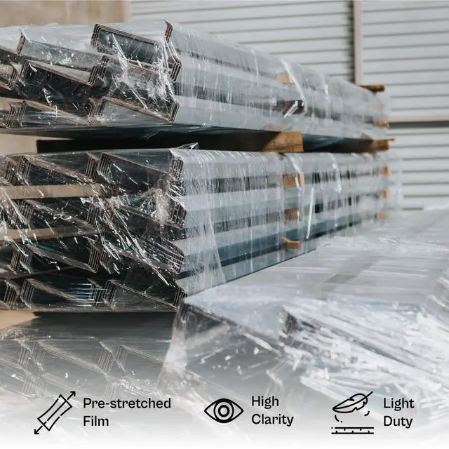 Alt view image 5 of 7 - PSBM 4 Rolls 17 Inch x 1476 Feet 34 Gauge Pre-Stretched Film/Wrap, Industrial Strength Blue Shrink/Plastic Wrap for Moving, Packing, Shipping, Pallet Wrapping & Storage