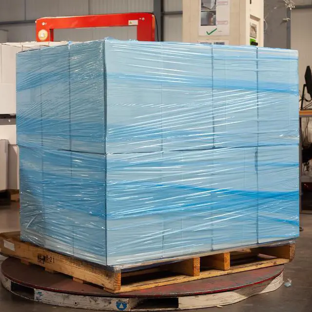 Alt view image 4 of 7 - PSBM 4 Rolls 17 Inch x 1476 Feet 34 Gauge Pre-Stretched Film/Wrap, Industrial Strength Blue Shrink/Plastic Wrap for Moving, Packing, Shipping, Pallet Wrapping & Storage