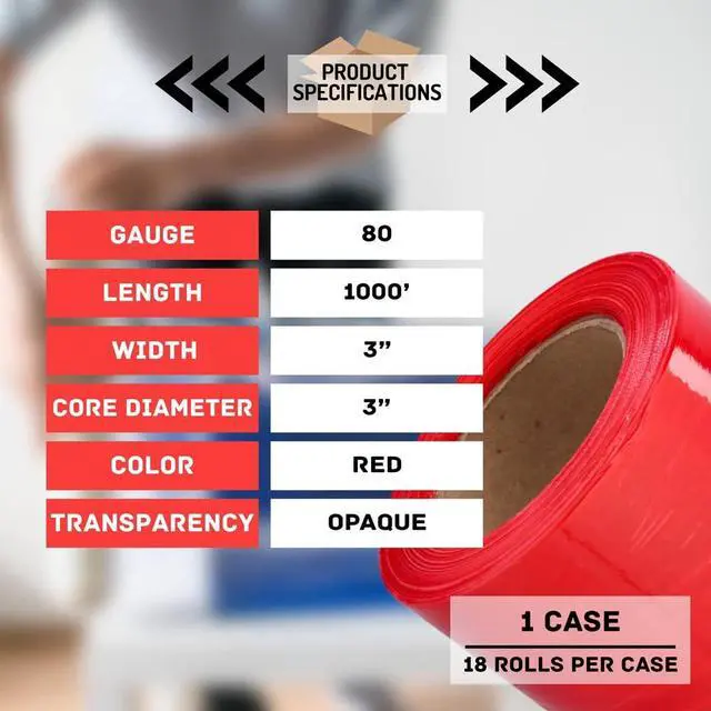 Alt view image 6 of 7 - PSBM 18 Rolls Dark Red 3 Inch x 1000 Feet 80 Gauge Mini Stretch Film/Wrap with Plastic Handle, Heavy Duty Industrial Strength Shrink/Plastic Wrap for Moving, Packing, Shipping, Bundling & Storage