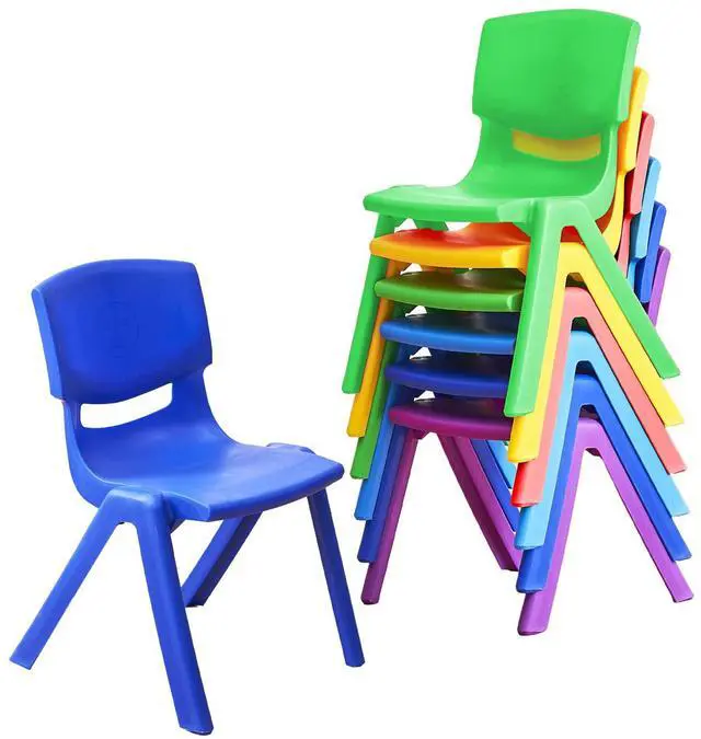 Main image of 6Pcs Stackable School Chairs, Colorful Kids Plastic Chair for Toddlers with 11'' Seat, Kids Flexible Seating for Classroom Elementary, School, Daycare, Outdoor, Classroom Furniture (Dark Colors-6PCS)
