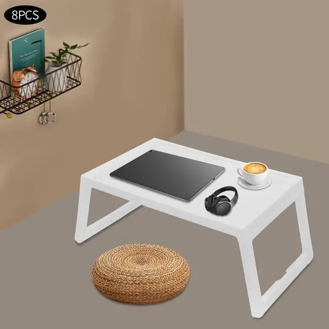 Alt view image 6 of 7 - Kids Lap Desk, Set of 8 Lap Desk for Laptop - Foldable Laptop Desk for Bed and Couch, Portable and Lightweight Tablet Stand for Bed Breakfast, Working, Reading, and Writing, White