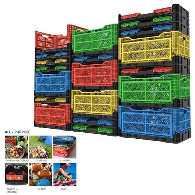Alt view image 6 of 7 - Heavy Duty Collapsible & Stackable Plastic Milk Crate - Snap Lock Foldable Industrial Garage Storage Bin Container Utility Tote Basket (Charcoal Gray, 1 Small Crate)