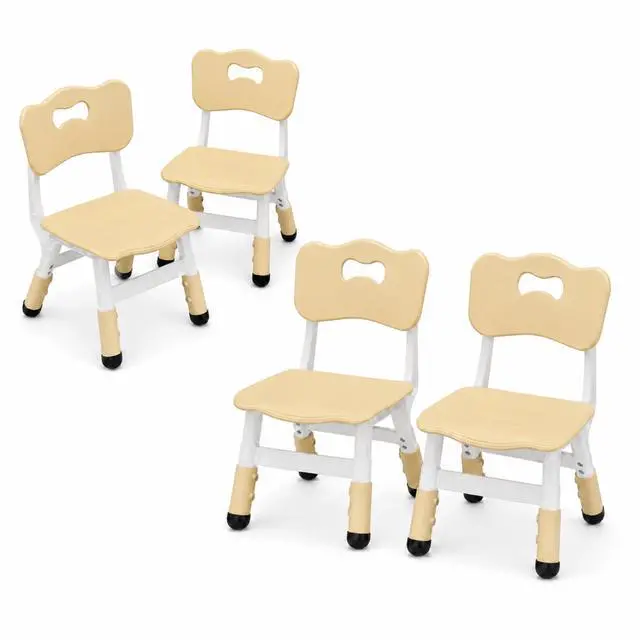 Main image of 4 Pcs Adjustable Kids Chairs - 3 Level Height Adjustable Toddler Chair for Ages 3-8 - Ergonomic Backrest, Durable Plastic, Non-Slip Feet - Home, Kindergarten, Classroom & Activities - Yellow