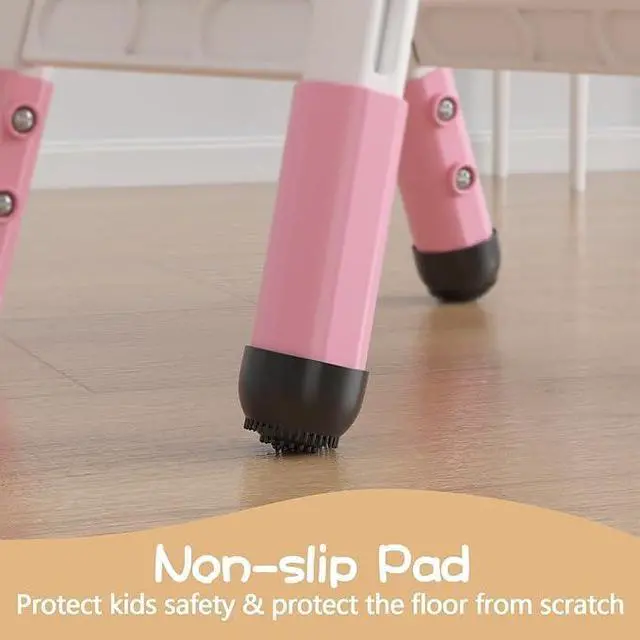 Alt view image 4 of 6 - 4 Pcs Adjustable Kids Chairs - 3 Level Height Adjustable Toddler Chair for Ages 3-8 - Ergonomic Backrest, Durable Plastic, Non-Slip Feet - Home, Kindergarten, Classroom & Activities - Pink