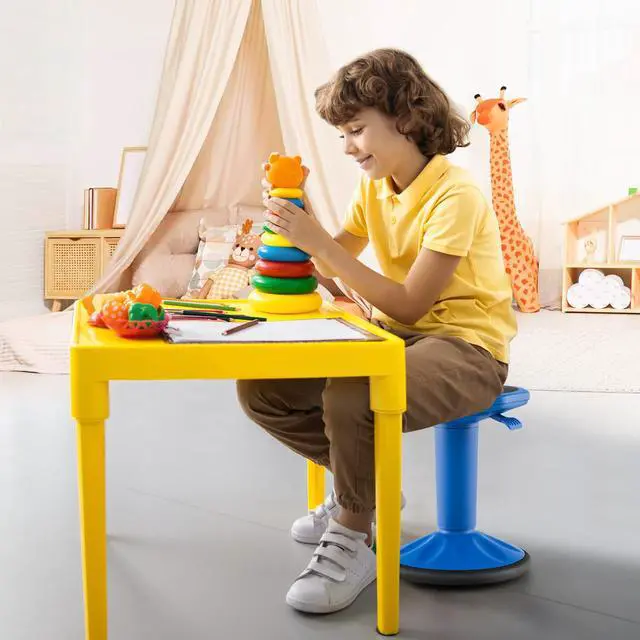 Alt view image 2 of 7 - Wobble Stools for Classroom Seating - Wiggle Stool with Adjustable Height, 24" Active Learning Stool, Sitting Balance Chair for School, Office Stand Up, Flexible Seating Wobble Chair, Navy