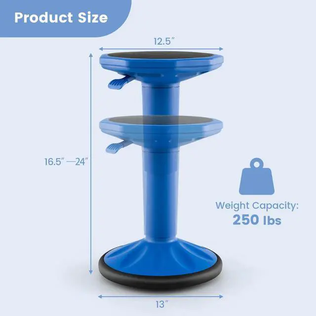 Alt view image 3 of 7 - Wobble Stools for Classroom Seating - Wiggle Stool with Adjustable Height, 24" Active Learning Stool, Sitting Balance Chair for School, Office Stand Up, Flexible Seating Wobble Chair, Navy