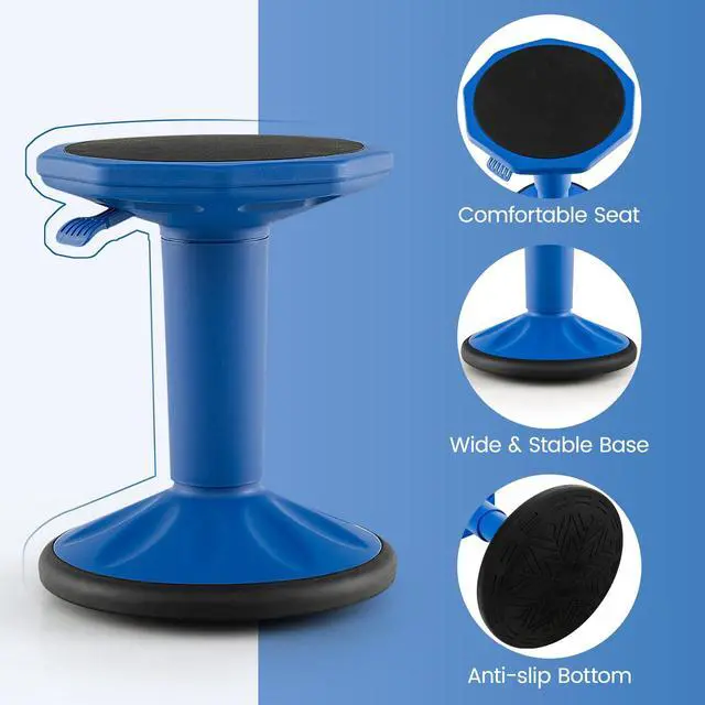 Alt view image 7 of 7 - Wobble Stools for Classroom Seating - Wiggle Stool with Adjustable Height, 24" Active Learning Stool, Sitting Balance Chair for School, Office Stand Up, Flexible Seating Wobble Chair, Navy