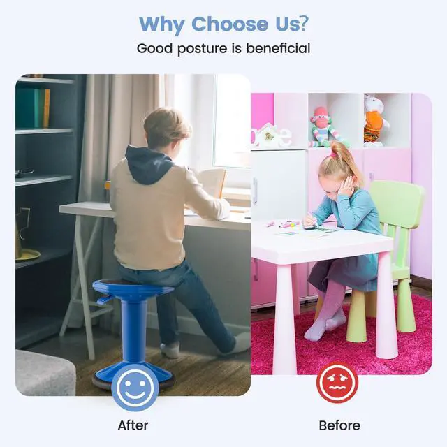 Alt view image 5 of 7 - Wobble Stools for Classroom Seating - Wiggle Stool with Adjustable Height, 24" Active Learning Stool, Sitting Balance Chair for School, Office Stand Up, Flexible Seating Wobble Chair, Navy