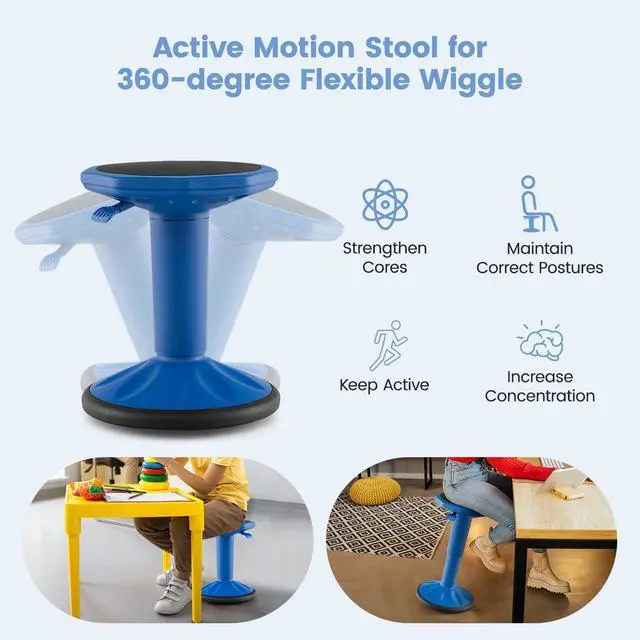 Alt view image 4 of 7 - Wobble Stools for Classroom Seating - Wiggle Stool with Adjustable Height, 24" Active Learning Stool, Sitting Balance Chair for School, Office Stand Up, Flexible Seating Wobble Chair, Navy