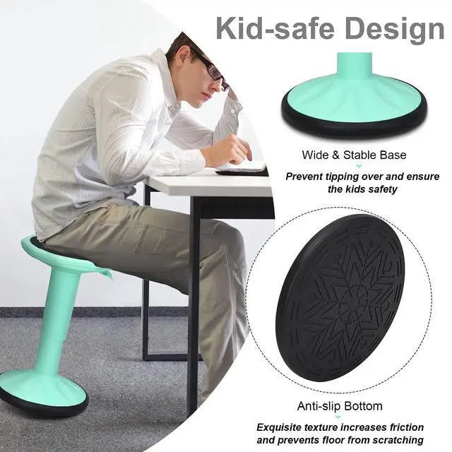Alt view image 5 of 7 - Wobble Stools for Classroom Seating, Wiggle Stool with Adjustable Height, 24 Inch Active Learning Stool, Sitting Balance Chair for School, Office Stand Up, Flexible Seating Wobble Chair(Green)