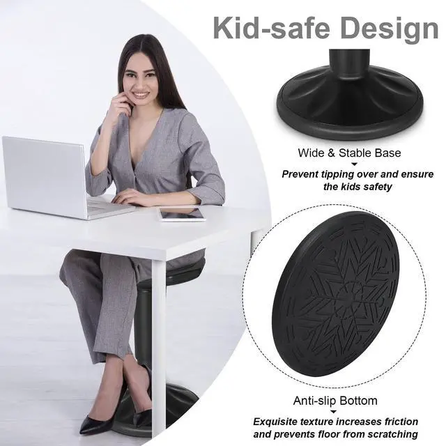 Alt view image 5 of 7 - Wobble Stools for Classroom Seating, Wiggle Stool with Adjustable Height, 24 Inch Active Learning Stool, Sitting Balance Chair for School, Office Stand Up, Flexible Seating Wobble Chair(Black)