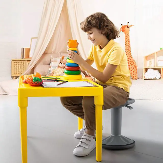 Alt view image 2 of 7 - Wobble Stools for Classroom Seating - Wiggle Stool with Adjustable Height, 24" Active Learning Stool, Sitting Balance Chair for School, Office Stand Up, Flexible Seating Wobble Chair, Grey
